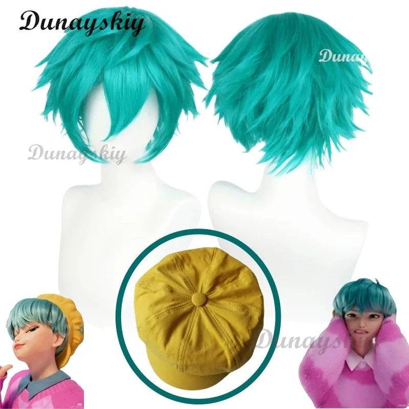 DY20Saja Boys Baby Косплей Demon Hunter Kpop Group Y2K Парик Шляпа JiraiKei Термостойкие Хэллоуин Короткие Синие Зеленые Волосы Cos Outfi