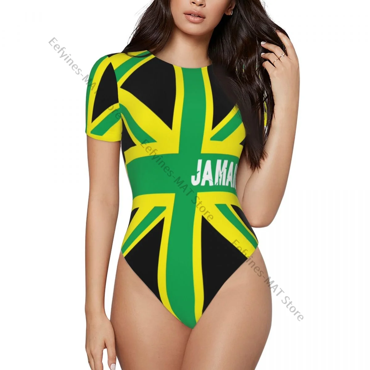 Sexy Female Jumpsuit Women Romper Bodysuit Jamaica Kingdom Flag Long Short Sleeved Woman Clothes Tight Overalls