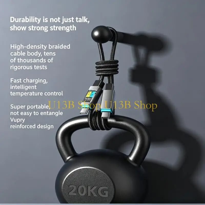 U13B 480Mbps USB C to USB C Cable 240W Textile Cord for Daily Charging