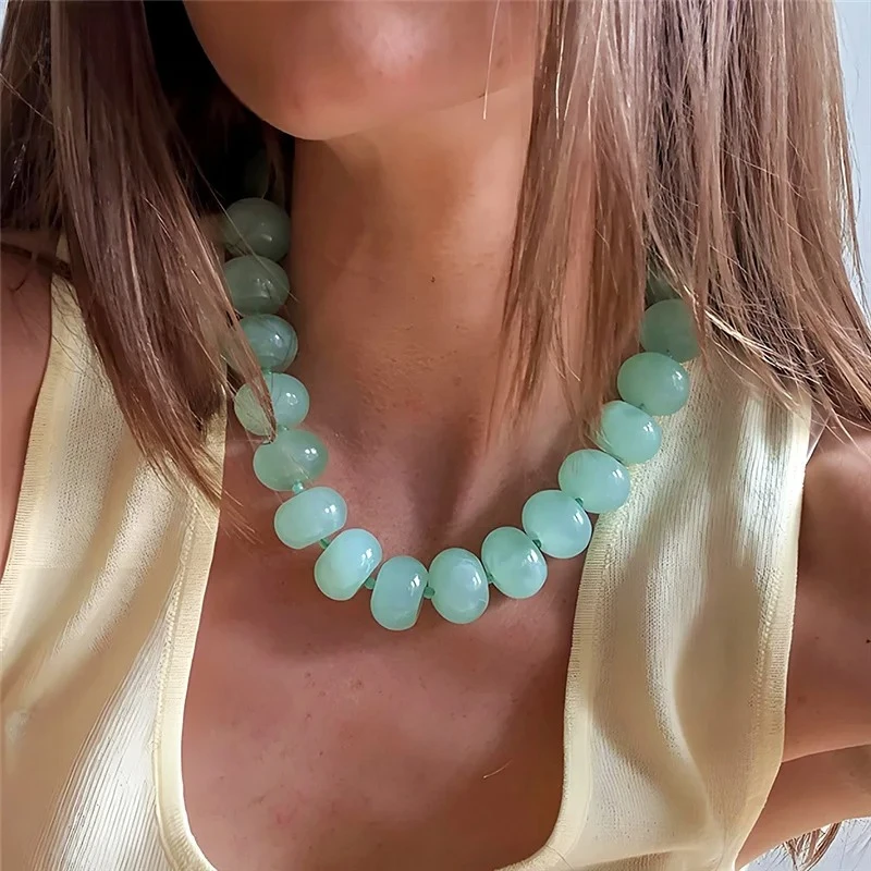 

Bohemian Fashion Casual Dopamine Resin Bead Necklace Charms Chunky Jewelry Suitable for Women Daily Vacation Wear