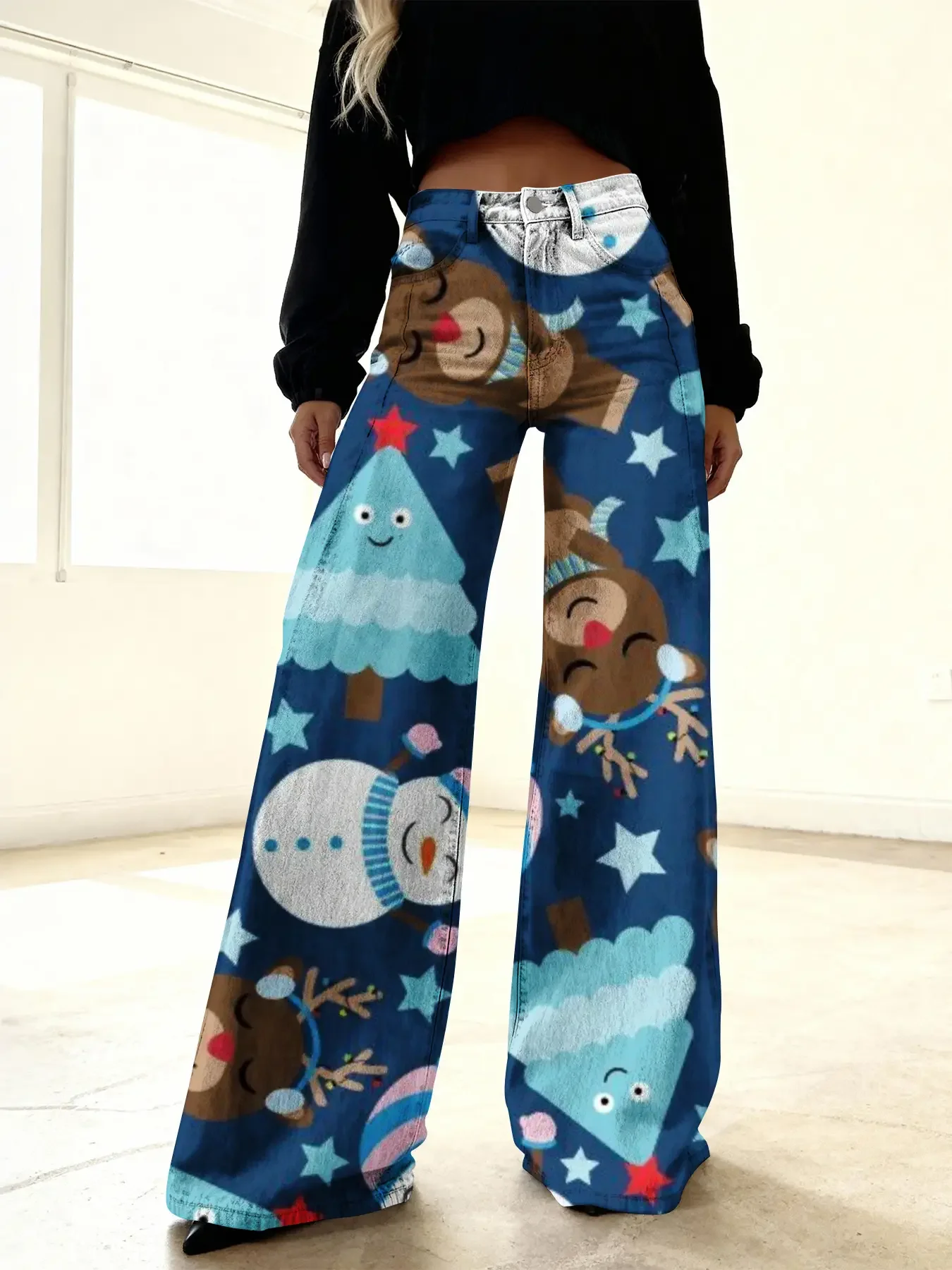 

2026Women's slim fit wide leg flared pants, Loose silhouette unlocks festive trendy pants