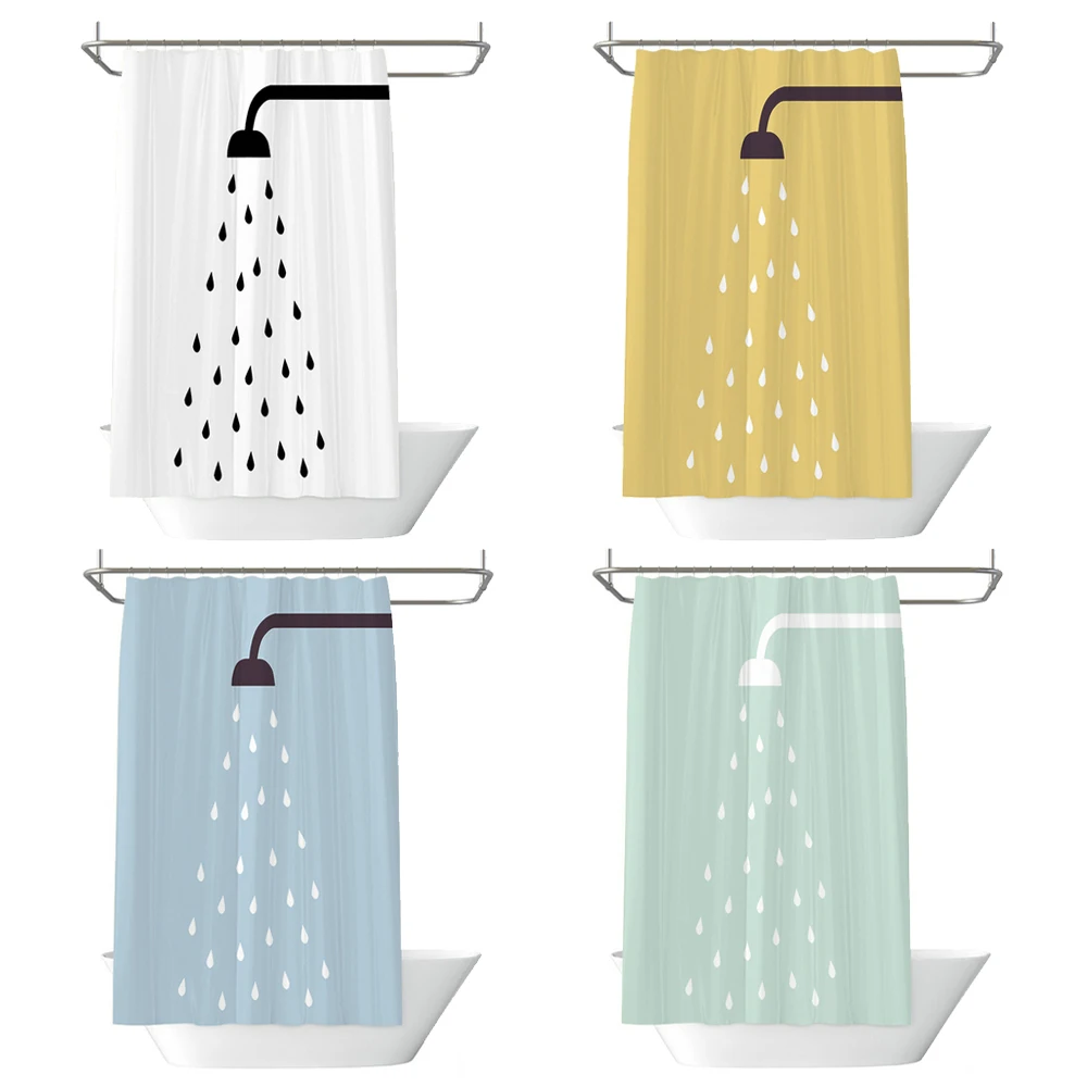 Nordic Modern Minimalist Raindrop Shower Curtain Creativity Art Bathroom Bath Curtain With Hooks Waterproof Fabric Bathtub Decor