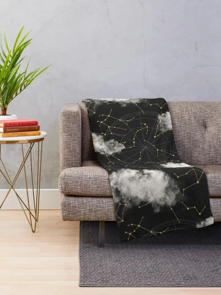 Astrology Black Gold constellation Pattern Gift Premium Art Apparel Essential Motivation Inspiration Joy Mood Funn Throw Blanket