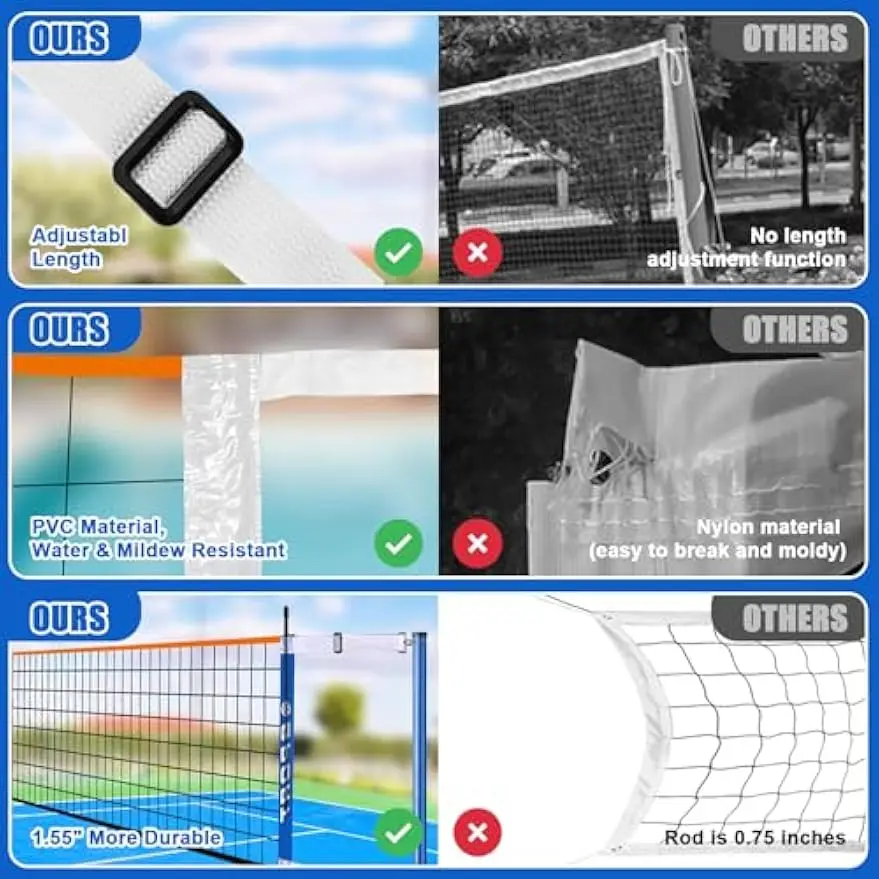 Portable Pool Volleyball Net System with Adjustable Length, Water-Filled Bases, and 2 Balls for Indoor/Outdoor Fun