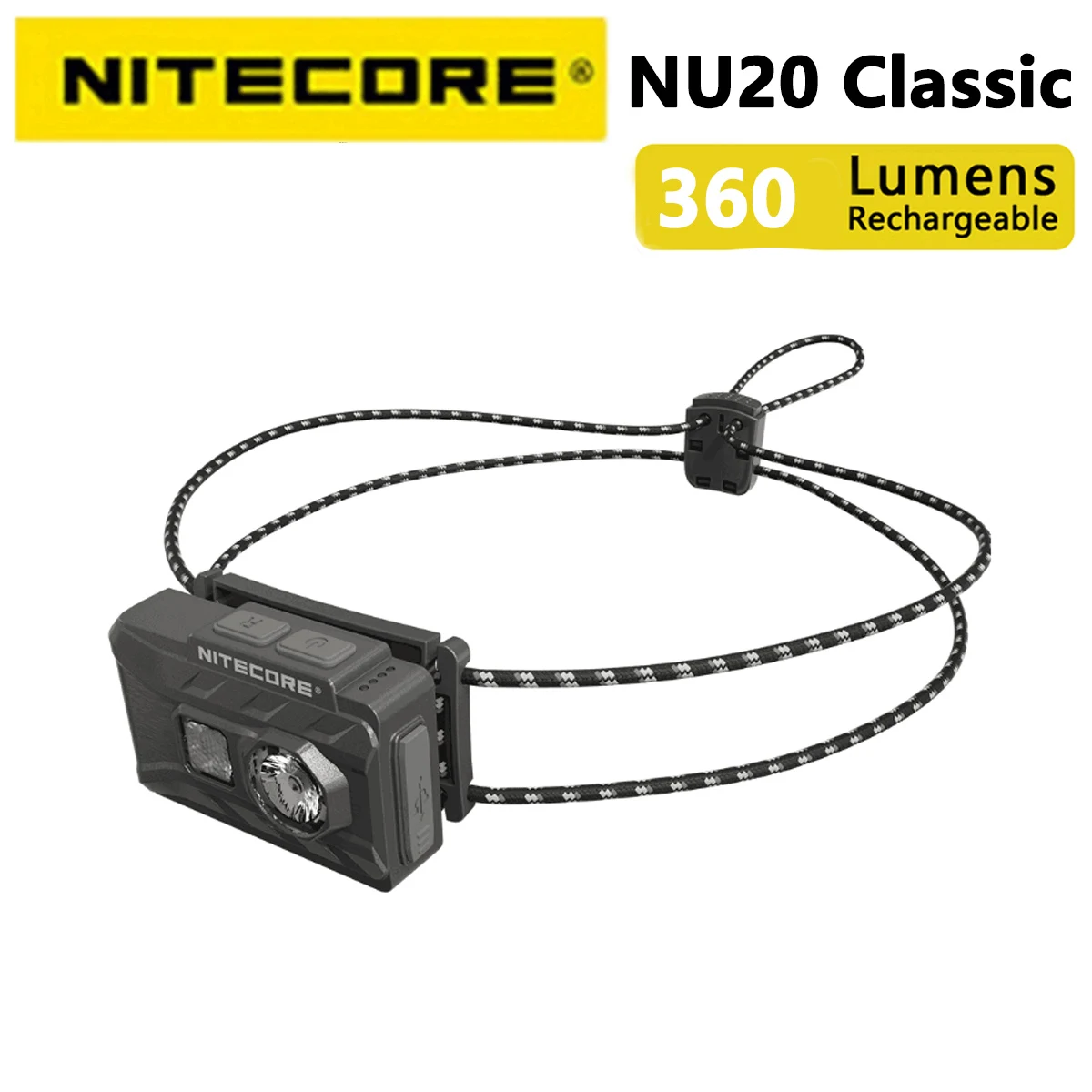 NITECORE NU20 Classic USB-C Rechargeable Headlamp 38 g Ultra Lightweight Headlight For Backpacker Outdoor Camping, Trail Running