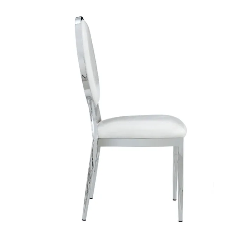 Silver plated round back soft bag back chair banquet hall electroplated hotel chair dining household European sun chair hi