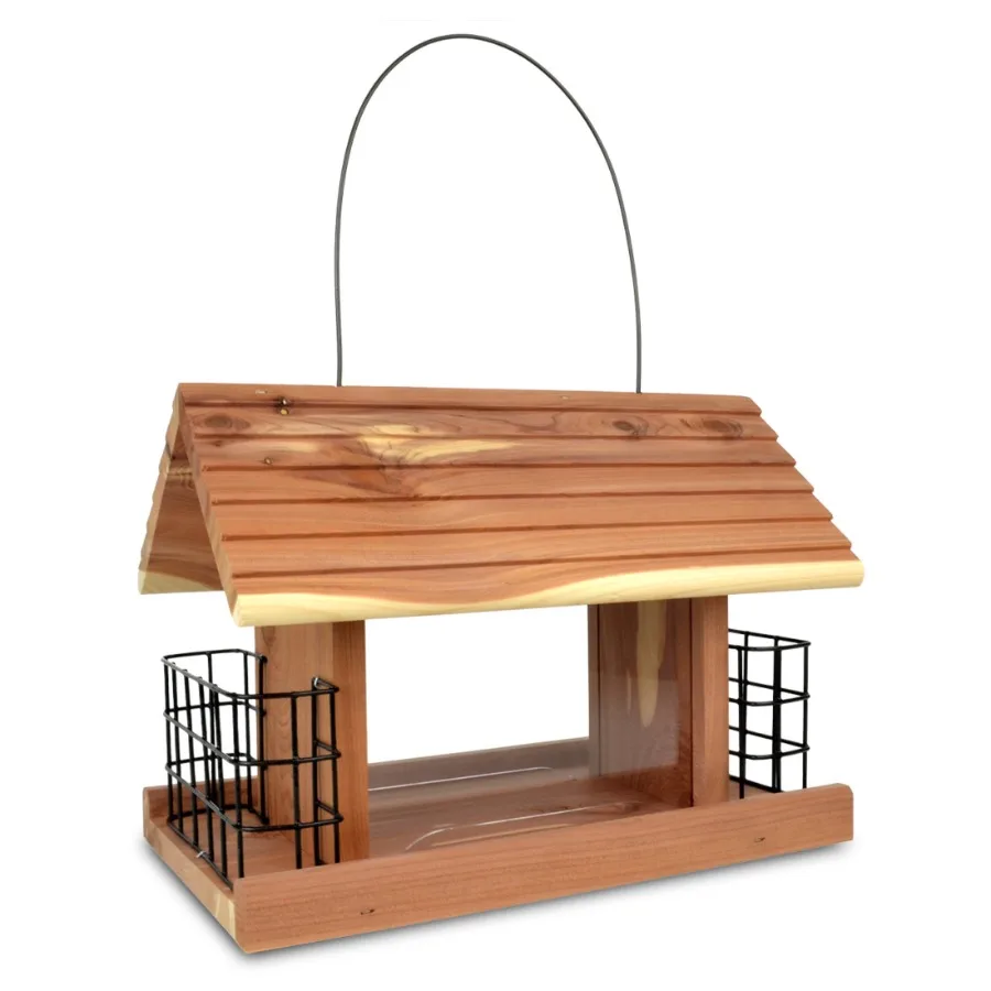 

Кормушка для птиц Cedar Grand Snack Shack, 3,75 фунта, из натурального кедра, деревенский коричневый цвет, прочная и устойчивая к погодным условиям конструкция для улицы
