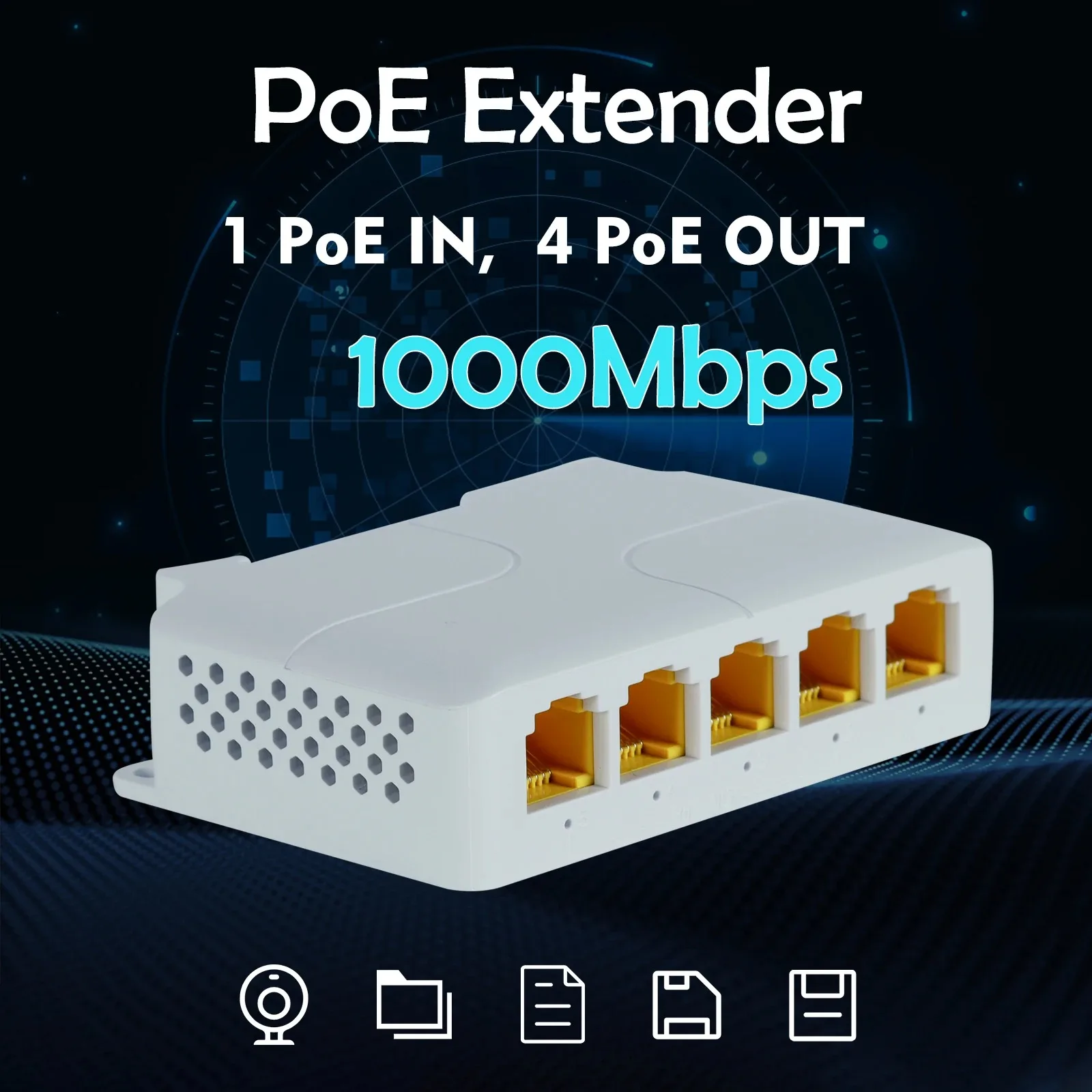 Gadinan-Switch de rede Gigabit, extensor, repetidor, Plug & Play, Play para switch POE, NVR e câmera IP, 5 portas, 100 m, 1000m, 90W, IEEE802.3af, a