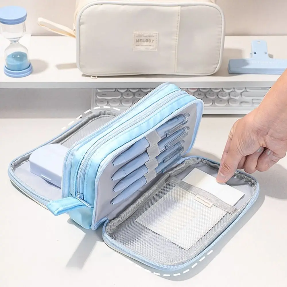 

Dirty-proof Double-side Pen Bag Large Capacity Handheld Stationery Storage Bag Lightweight Canvas Pen Organizer Pouch Gift