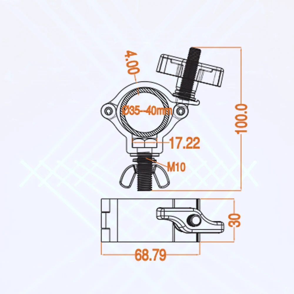 Global  O  Clamp Professional Aluminum Stage Lighting DJ LED  Coupler Hook Truss Clamp fit OD 40mm