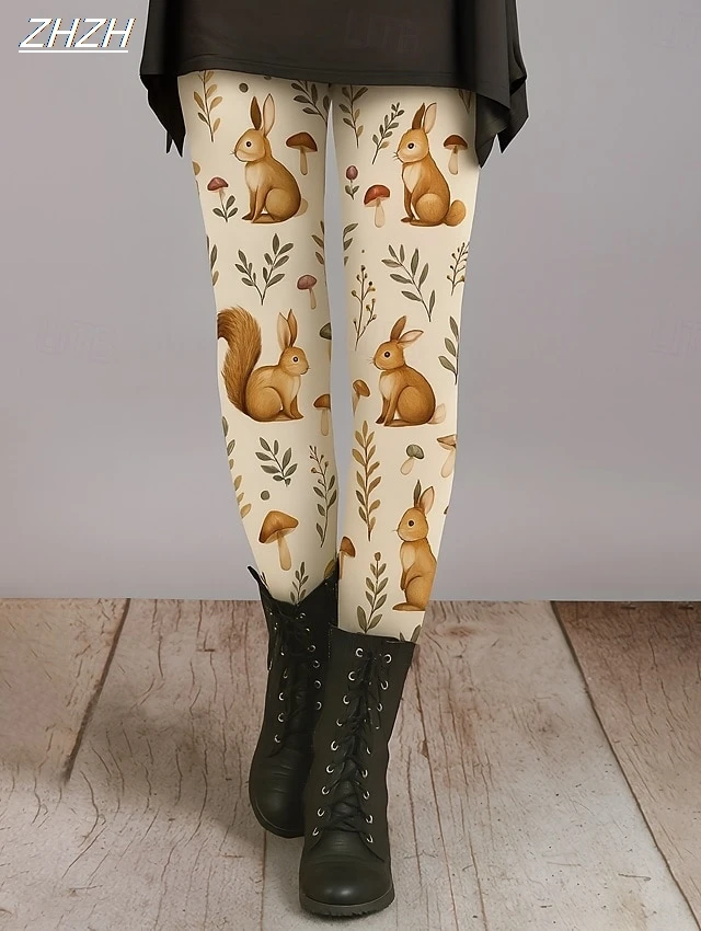 Women's Leggings Ethnic Style Graphic Animal Pants Trousers Polyester Spandex Stretch Elastic Waist,Control Fall Y2K Streetwears