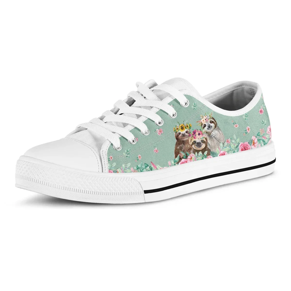 Vrouwen Canvas Schoenen Roze Luiaard Bloemenmode Herfst Zomer Sneakers Casual Sneakers Lage Top Vrouwelijke Studenten Flats