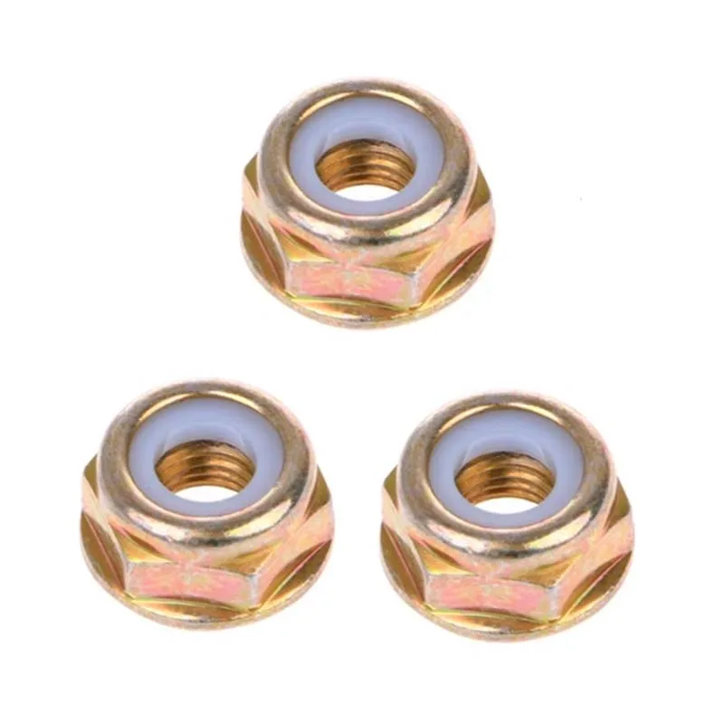 3PCS x 1.25 Left Handed Thread Nut for Brush Cutter Trimmer For Head Gear with Nylon Carbon Steel Zinc Finish 3PCS