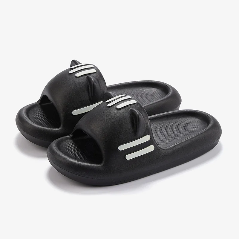 Spring And Summer New Cute Cartoon Cute Cat Slipper Couple Men And Women's Home Slippers Thick Sole Anti Slip Slides Flip Flops