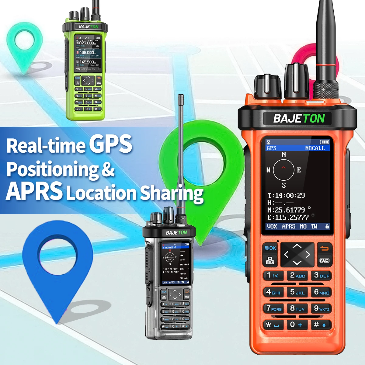 BAJETON BJ-9000 GPS APRS Walkie Talkies CB 27Mhz Transceiver SW MW LW AM Receive Bluetooth Programming ShortWave Radio RT-950