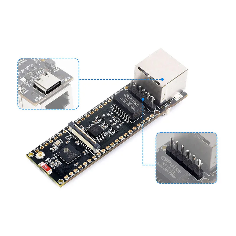 

ESP32-S3 10/100Mbps Ethernet Dev Kit-RJ45 W5500,240MHz Dual Core,2.4GHz WiFi/BLE 5,TypeC, Micro SD,Stable Wired Network Solution