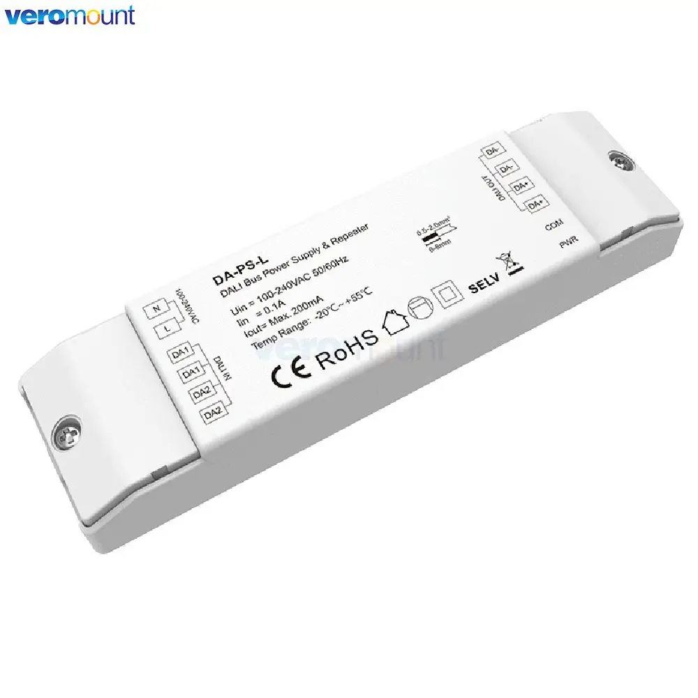 Skydance DA-PS-L DALI Bus Power Supply & Repeater AC100-240V Two Groups of DALI Signal Input Output No Need Extra Power Supply