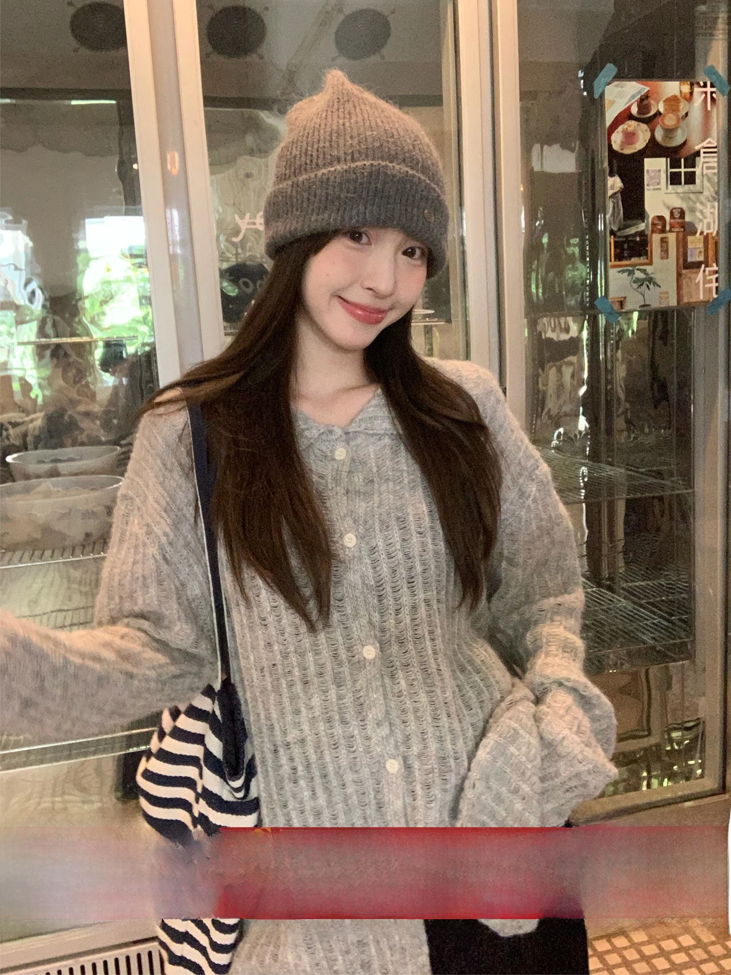 

Свободный женский вязаный свитер-кардиган на пуговицах с длинными рукавами и круглым вырезом, теплый, осенний, повседневный, в стиле Lazy Chic