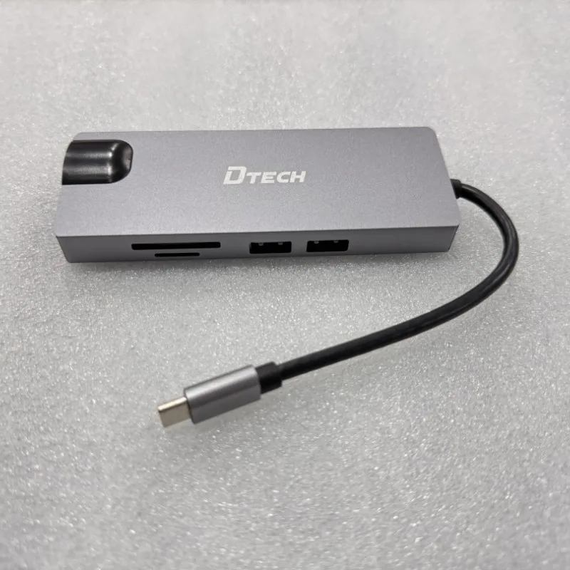 DTECH DT-3323 Laptop Type-C to VGA HDMI USB RJ45 TF Expansion Dock Computer Accessories