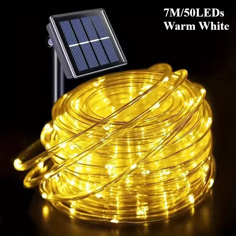 LED Solar String Lights Tuin Waterdichte Tube Rope Lamp Kerst Garland Fairy Lights Voor Outdoor Vakantie Huisdecoratie