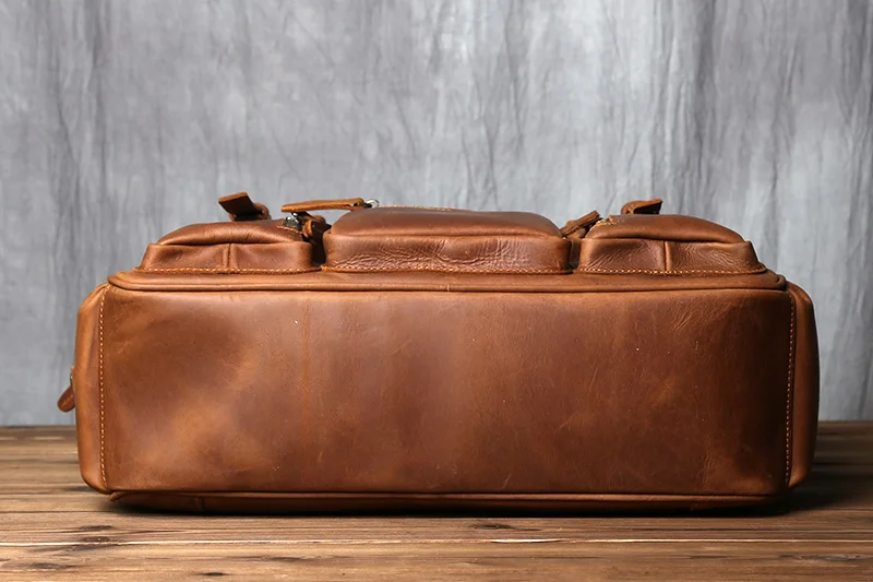Retro Herren Leder Handtasche Oberschicht Rindsleder Aktentasche Große Kapazität Reisetasche Crazy Horse Leder Laptop Umhängetasche NZPJ – Detail 9