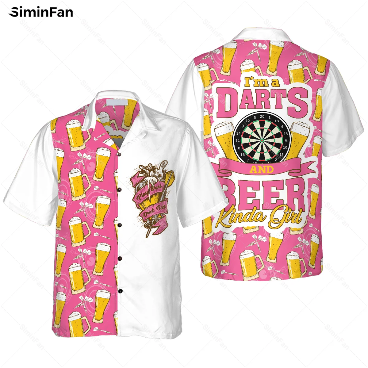 

Play Darts Drink Beer 3D Full Printed Hawaiian Cuban Shirts Men Summer Camisa Male Tshirt Female Top Unisex Tee Streetwear 01