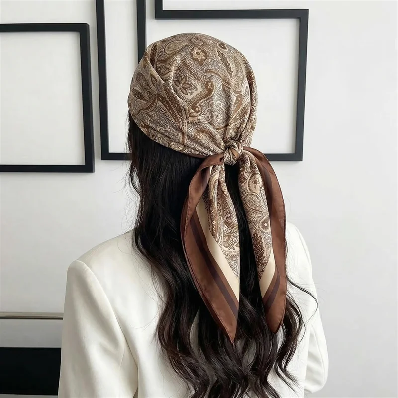 

Новый роскошный атласный шелковый квадратный платок 2026 года для женщин: шаль, хиджаб, шейный платок, лента для волос, повязка на голову, модный аксессуар, бандана