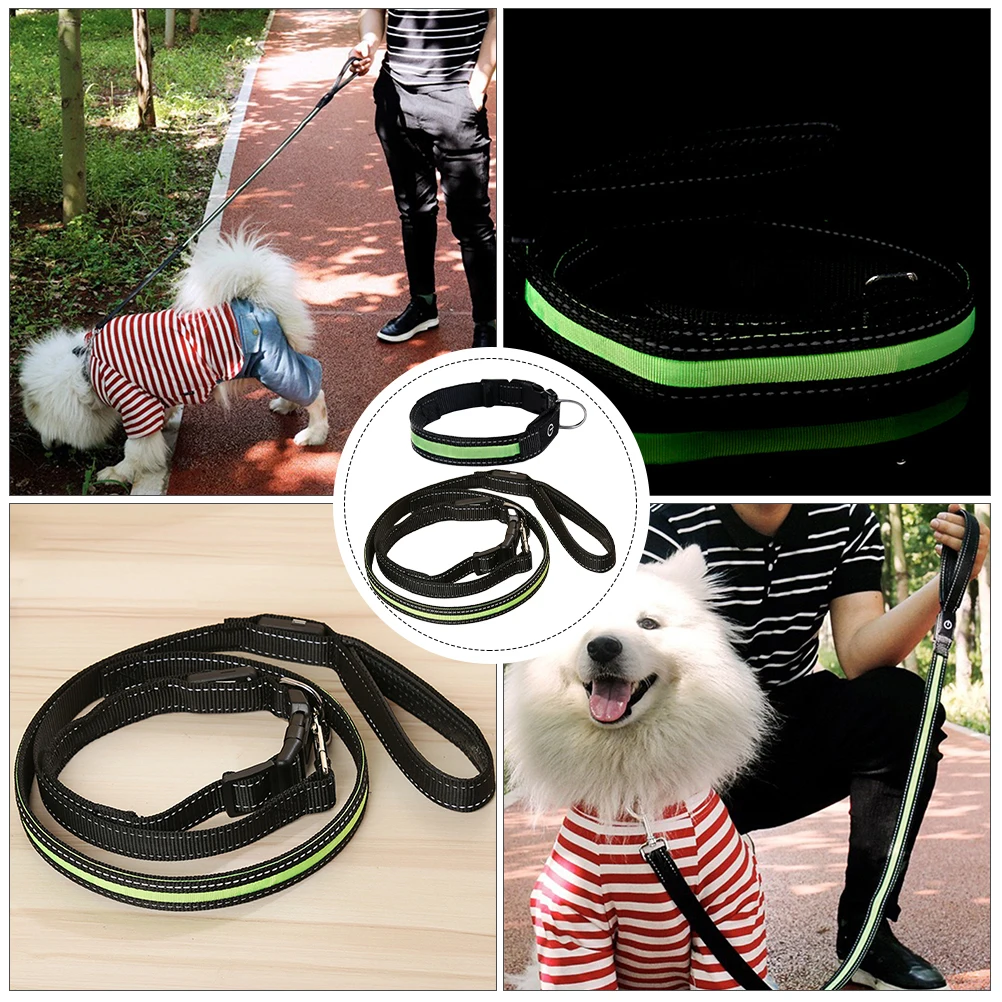 

Adjustable Led Luminous Pet Durable Nylon Dog Collar Traction Rope Light Up Leash For Night Walking Pet Supply Dog Leash