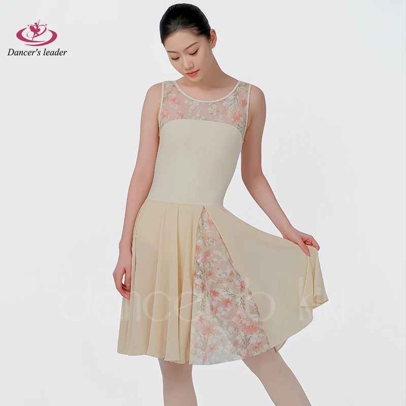 

Балетный трико для женщин, тренировочная одежда, сетчатый гимнастический трико без рукавов с принтом, костюм для взрослых, воздушный костюм для йоги