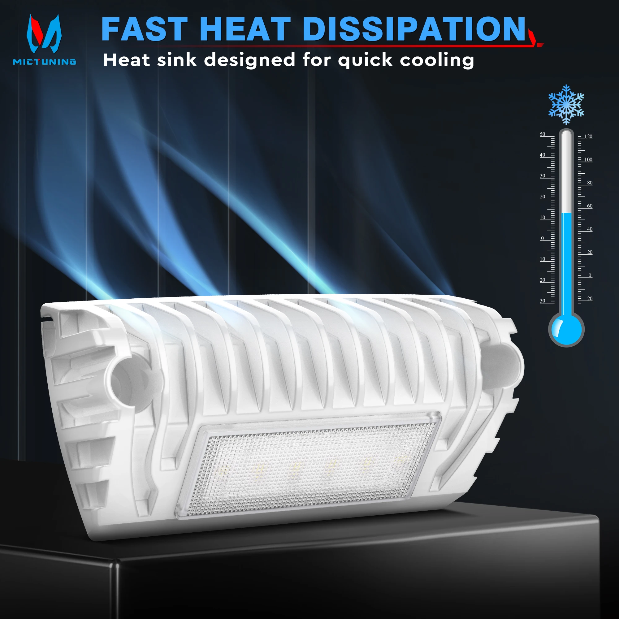 MICTUNING 2 uds RV luz LED para exteriores para porche, luces para toldo de 12V 6300K, iluminación de repuesto Exterior impermeable para campistas