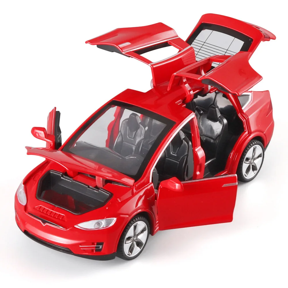 Schaal 1:32 Model X Y S Legering Model Auto Diecasts Metalen Speelgoed Stad Voertuigen Simulatie Geluid LED Licht Collectie Trek Auto