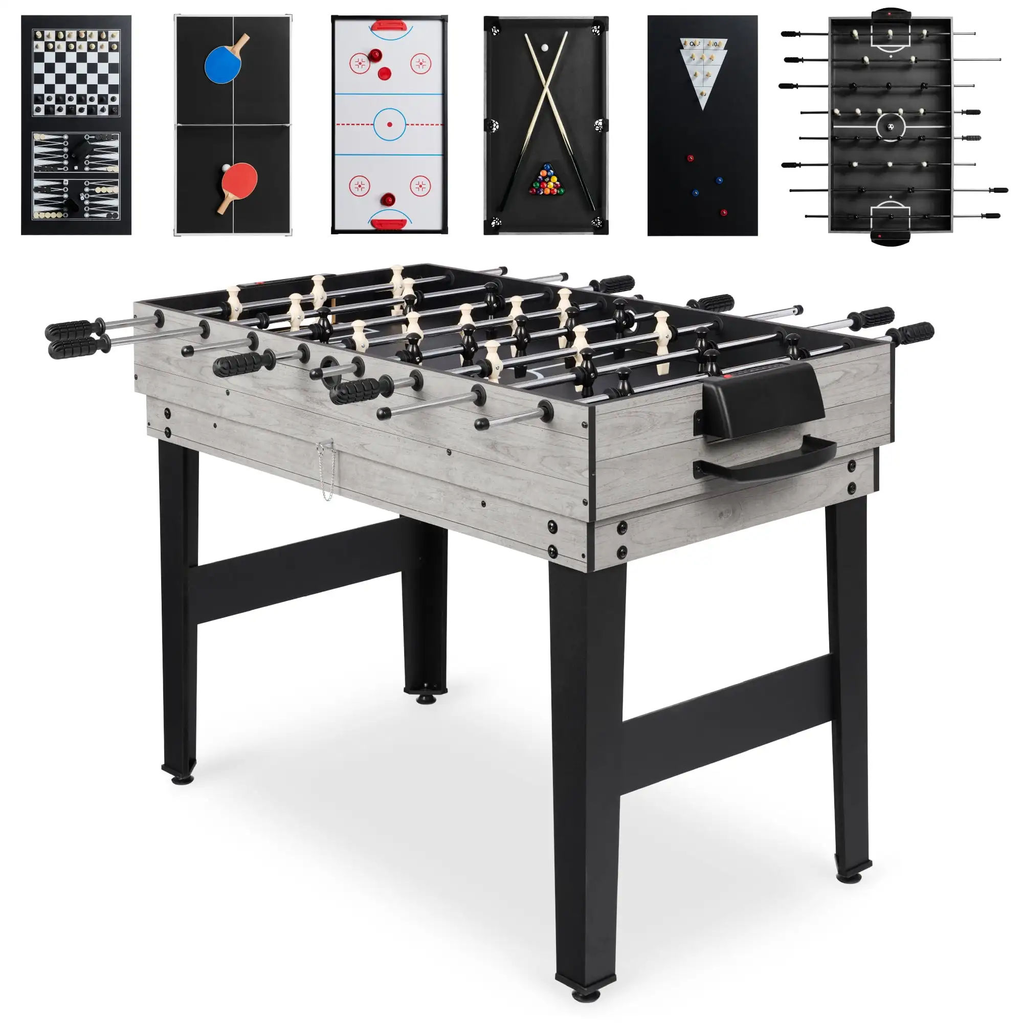 Multi Game Table 10 in 1 Combo Game Table w/Foosball Table Hockey Pool Table Ping Pong Shuffleboard Bowling & Board Games Tables