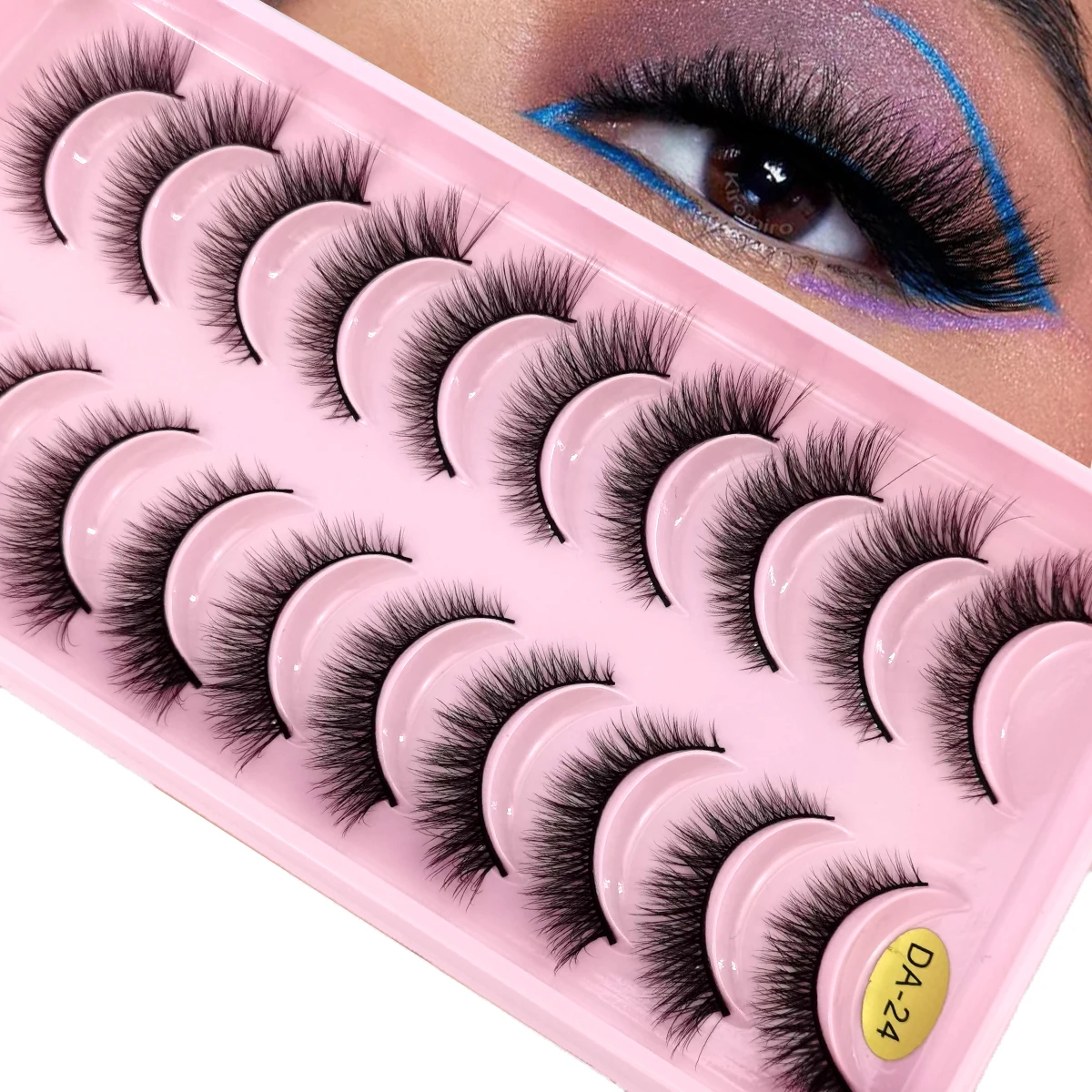 HBZGTLAD 10 أزواج من الرموش الصناعية ثلاثية الأبعاد ذات الحجم الدراماتيكي لوصلات الرموش ذات المظهر الطبيعي والمكياج