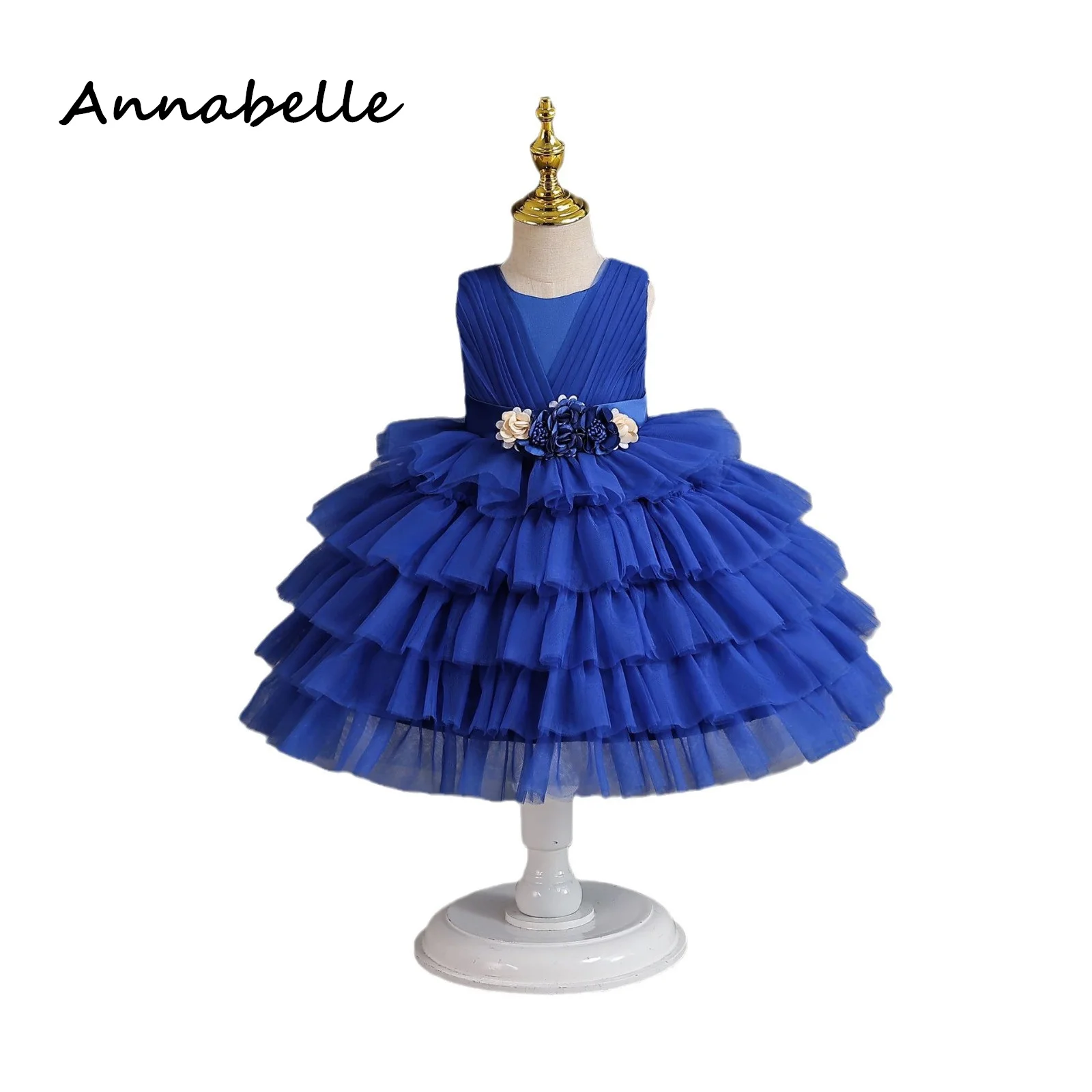 Annabelle Flower Baby Girl Bow Dress For Weddings Party Dress vestidos Kids Colorful Children Puffy Baby Girl Clothes Princess