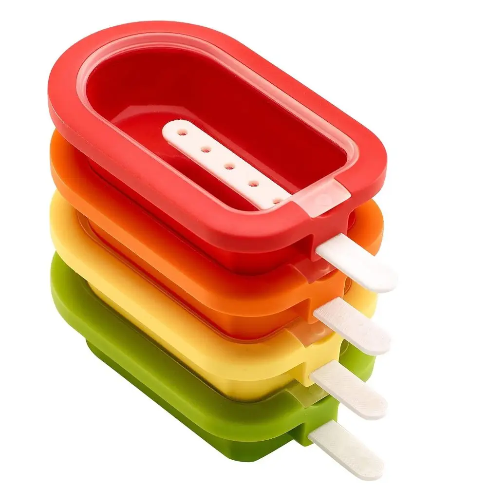 Con tapa y palos, molde de silicona para paletas, fácil de desmoldar, máquina para hacer paletas apilable, máquina para hacer paletas de helado reutilizable, piruletas de queso