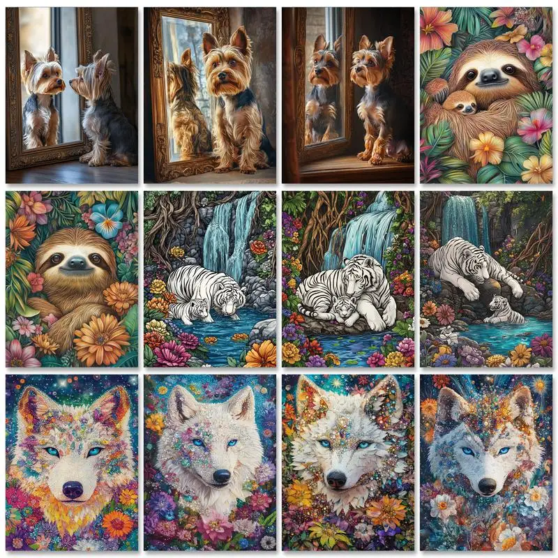 

RUOPOTY Cute Puppy Painting By Numbers Home Decor Gift DIY Color by Number for Beginner Animal Crafts Gift Unique Gift Canvas