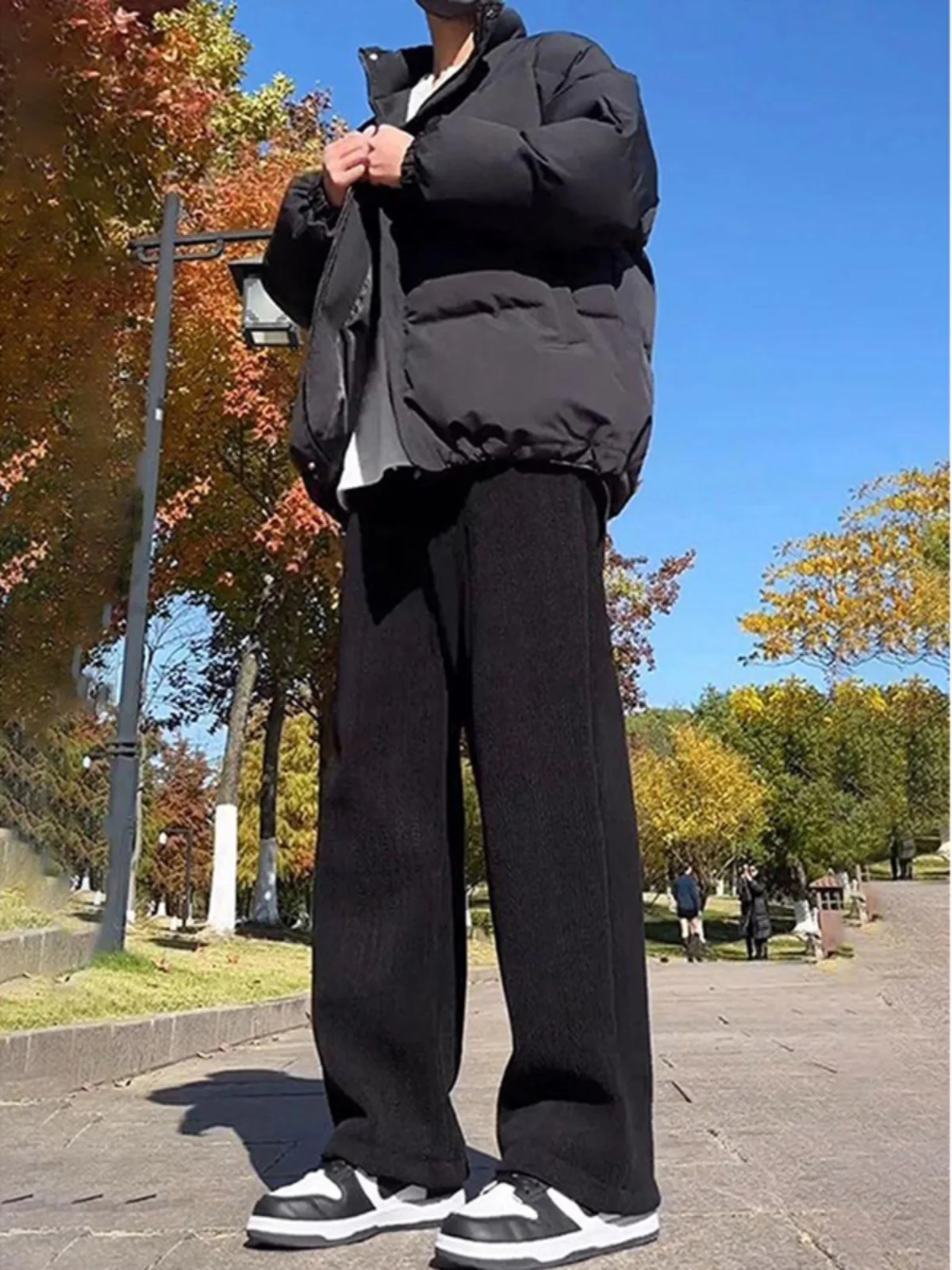 

Retro American Corduroy Men's Casual Sports Sweatpants Autumn Winter Fce Wide Leg Pants Vintage Wheat Pattern Straight Leg...