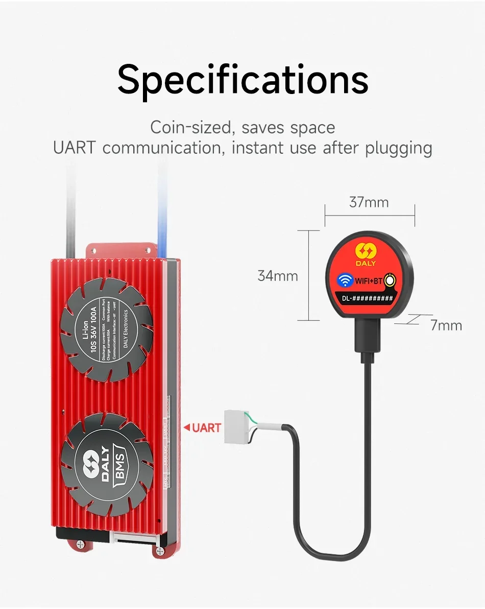 HiBMS Smart Bms Accessories WiFi Bluetooth Module For Daly Hi Smart BMS USB to RS485 to UART Power Dispaly Board