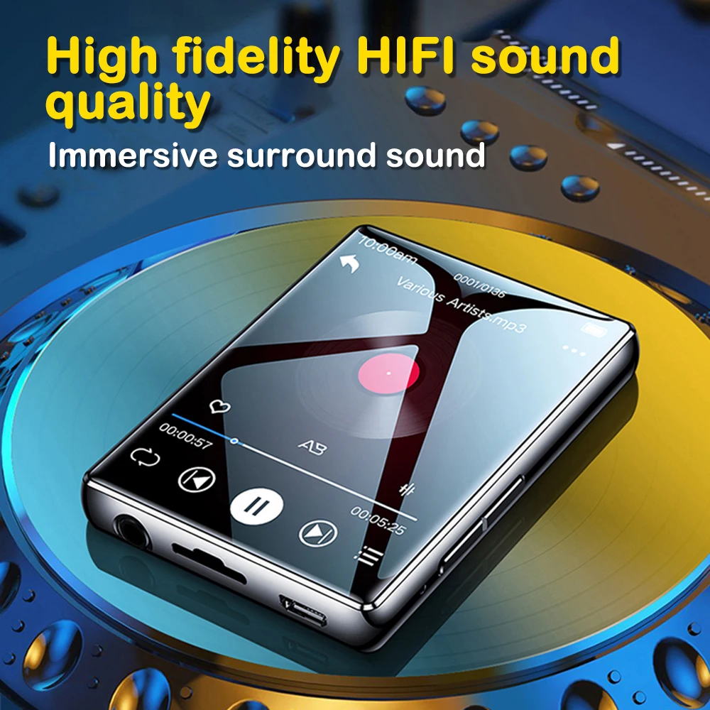 Reproductor de MP3 HiFi de 128GB, reproductor de música Digital MP4, Compatible con Bluetooth 5,0, reproductor de música de Audio Digital portátil, compatible con hasta 128GB