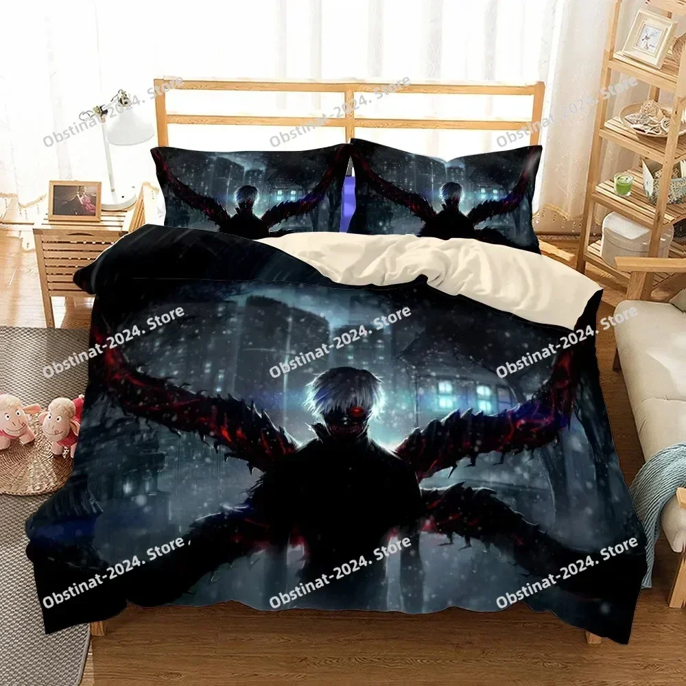 Anime Attack On Titan Kawaii Loli Boy 3D Print Comforter Bedding Set,Duvet Cover Bed Set Quilt Cover Pillowcase,King Queen Size