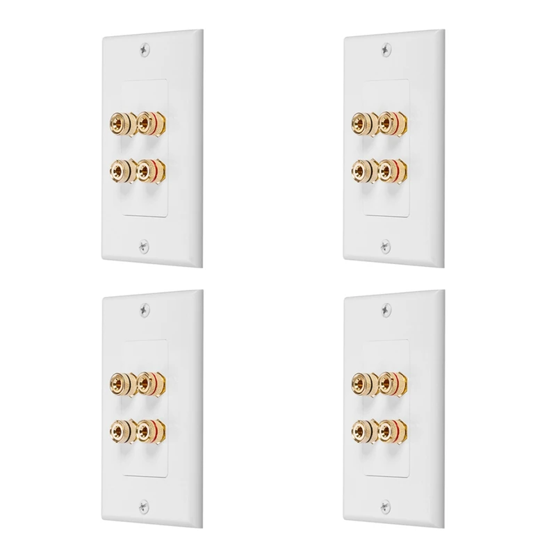 4X 4 Posts Speaker Wall Plate Home Theater Wall Plate Audio Panel For 2 Speakers