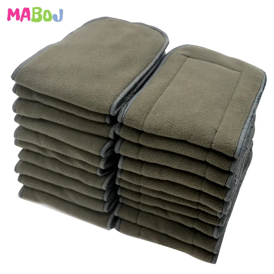 10Pcs Diaper Pad Reusable Washable Inserts Boosters  Microfibre Bamboo Charcoal Insert 4 Layer Liners Pocket Cloth Nappy Diaper