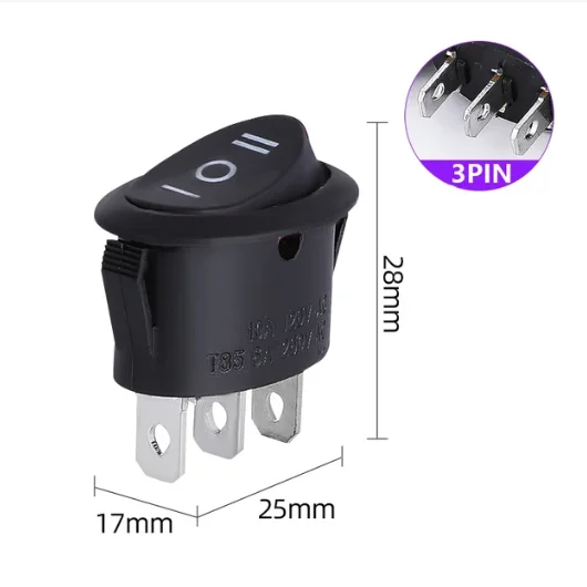 KCD7 Oval Rocker Marine Switch Pushbutton 2-Pin 2-Speed 3-Pin 2/3-Speed Fan with LED Kettle Power Switch 6A 250VAC 10A 125V