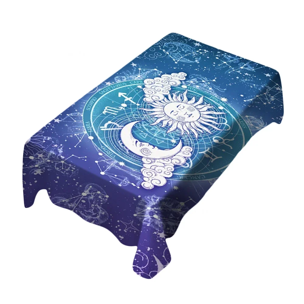 Universe Astrology Sun Moon And Rising Signs Pink And Blue Zodiac Old Cartoon Tablecloth By Ho Me Lili For Tabletop Decor