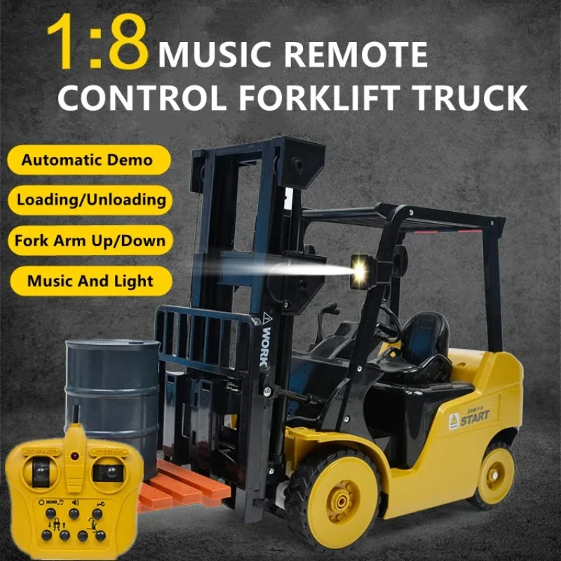 

RC Forklift 11CH Remote Control crane with led light music rc car electronic engineering vehicle Kids Gift Toy usb charge
