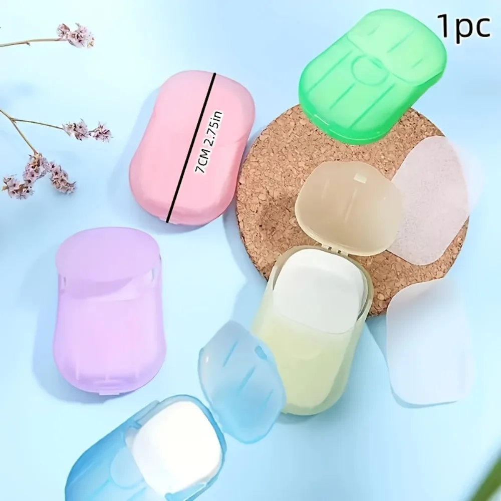Travel Soap Box, Contains 20 Soaps - Mini Convenient Plastic Soap Dispenser, Variety of Colors (Pink, Yellow, Green, Purple), Suitable for Bathroom, Kitchen, Camping, Travel - Portable Hygienic Design, Bathroom Soap Dispenser, Kitchen Essential