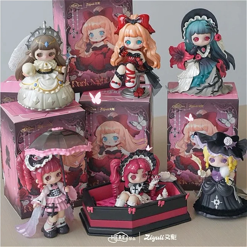 ZIYULI Dark Night Poem Serie Blindbox Sammelfiguren Schreibtisch-Deko Anime-Figuren Mystery Box Gotischer Stil PVC-Statue Überraschungs-Geschenkbox