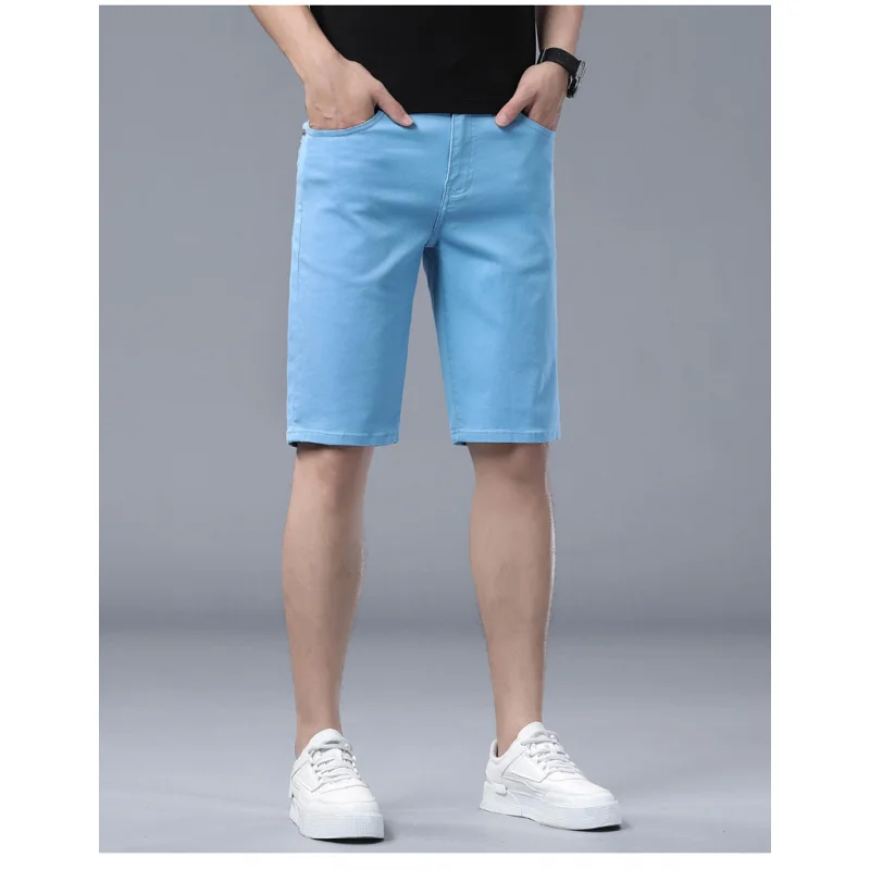 

DM633 European style new summer denim shorts elastic Slim casual versatile shallow lake orchid five-minute trousers