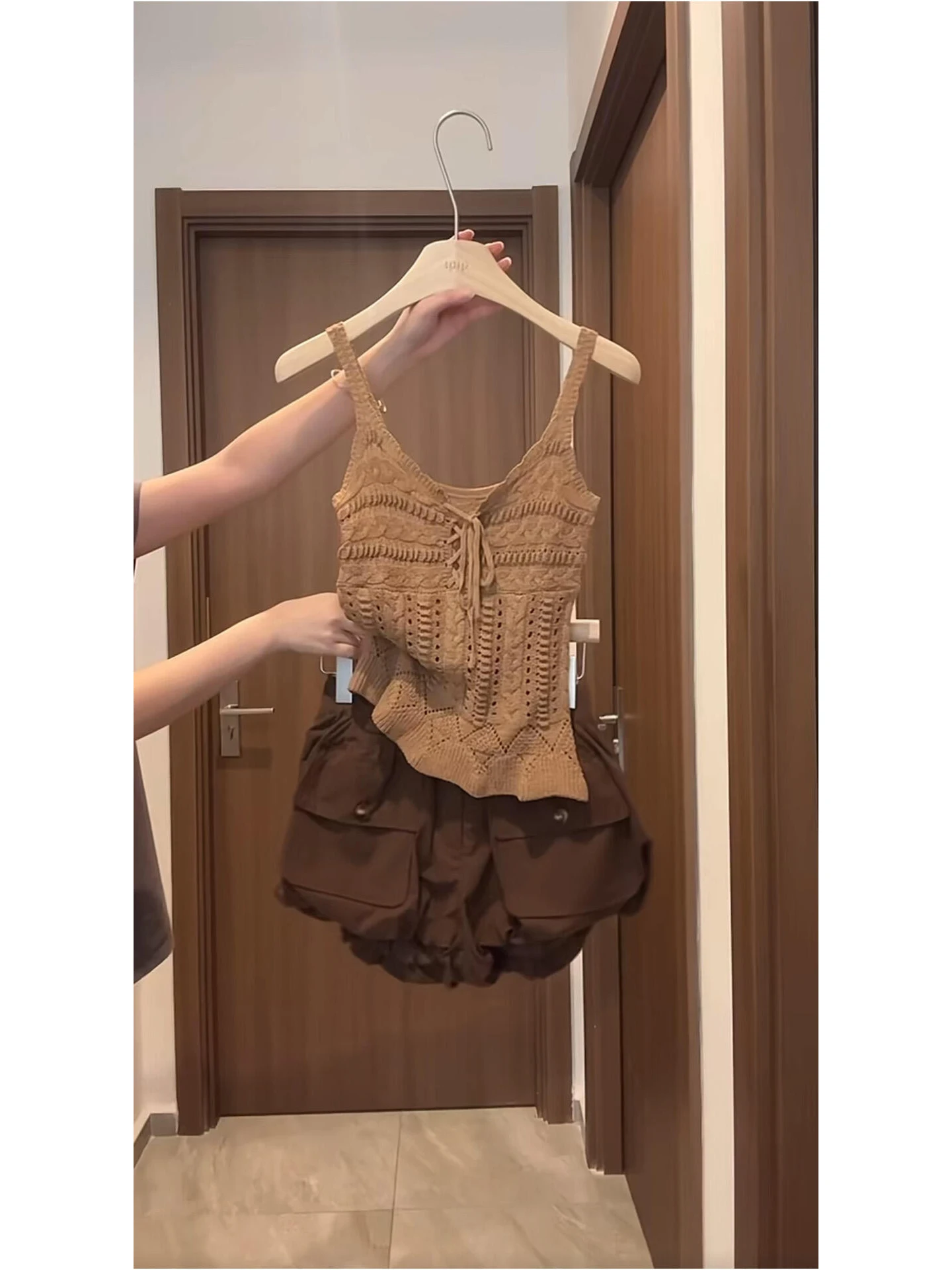 Summer Design Hollow out Knitted Strap Vest Women's Pure Desire Sexy Unique Beautiful Top Knot Spicy Girl Style