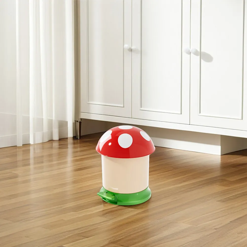 

Mushroom Shaped Trash Can Small Plastic Garbage Container with Portable Inner Bucket for Bedroom Bathroom Office Desk Home Use